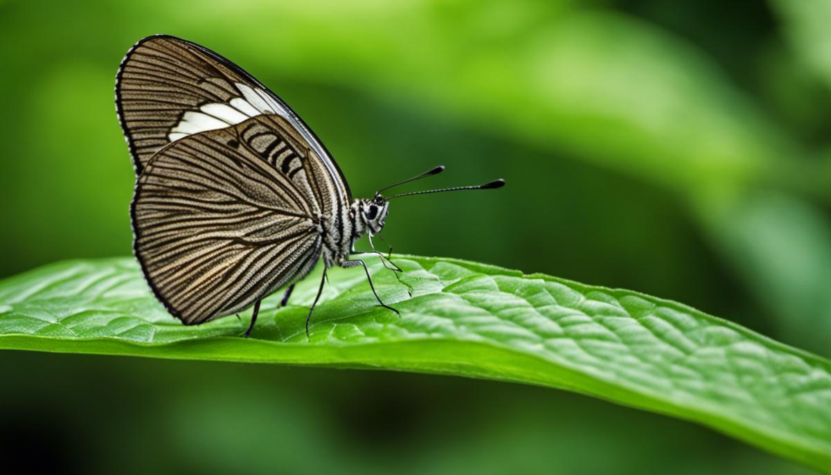 Image: A serene butterfly resting on a verdant leaf