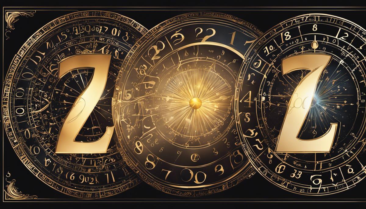 Illustration of numerology-related symbols and numbers
