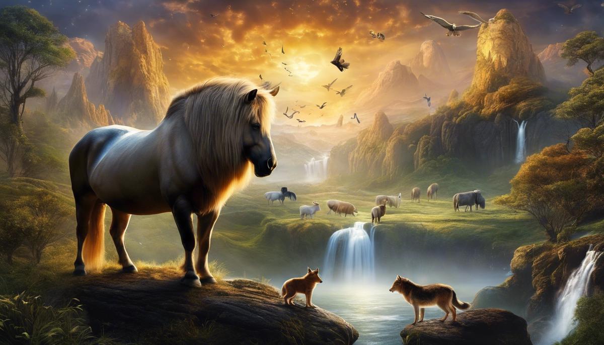 An image of various animals in a dream-like setting, representing the symbolism discussed in the text