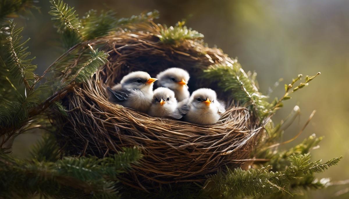Image of baby birds in a nest, representing innocence and vulnerability in dreams