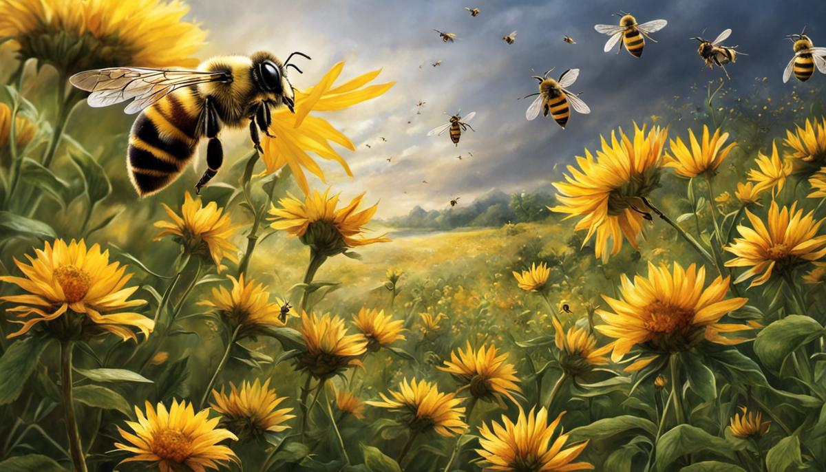 An image depicting bees in a biblical context, representing various symbolic concepts and messages.