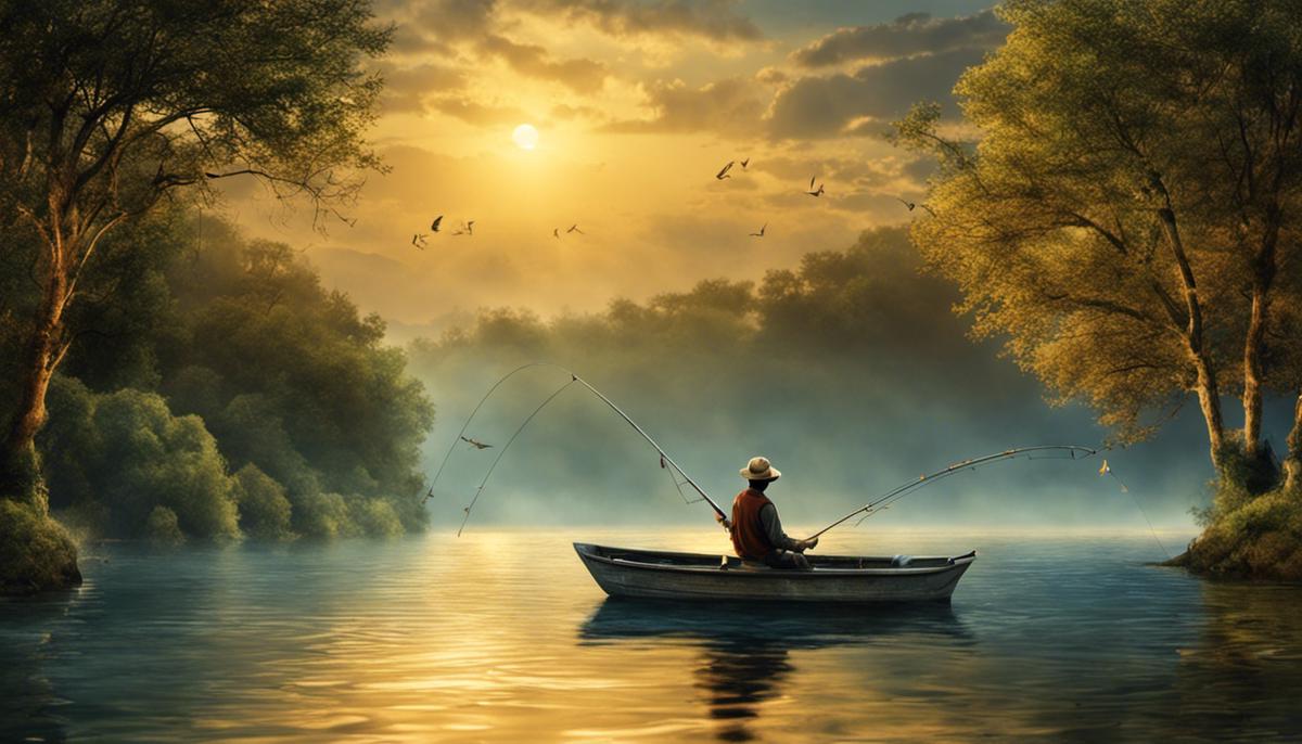 Image Description: A depiction of a person fishing in a dream, symbolizing the concept of catching fish as discussed in the text.