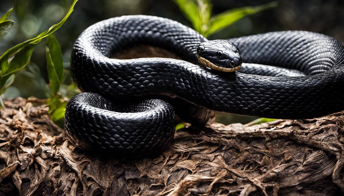 Image of a black snake representing the fascinating creature and its symbolism in the Bible.