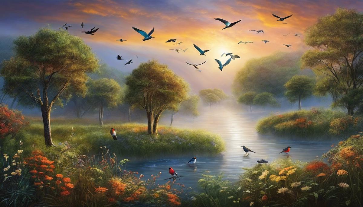 Image of birds in a dream, representing the intersection of bird-watching and dream interpretation