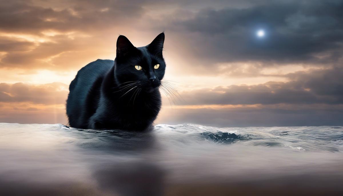 Image of a black cat in a dream, symbolizing spirituality and introspection.