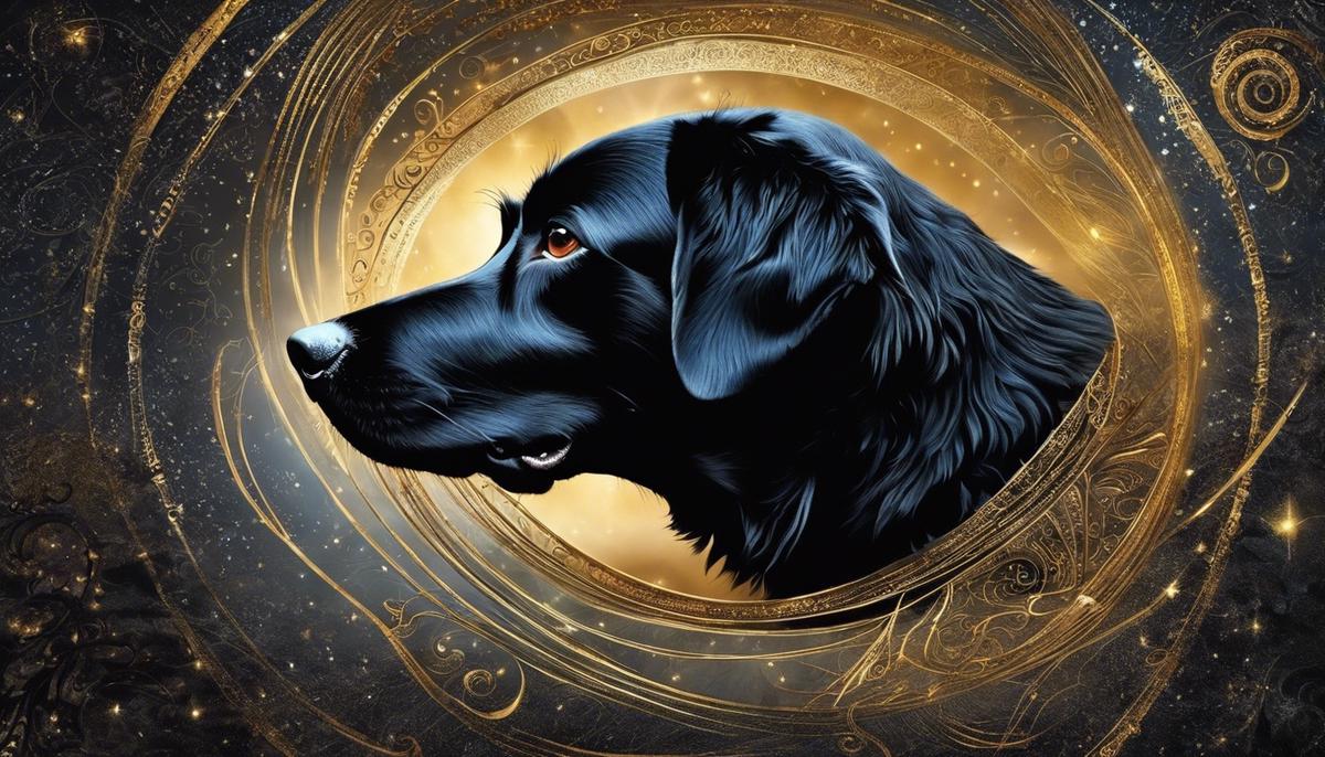 An image showing a black dog in a dream, symbolizing the complex symbolism and interpretation in the text above