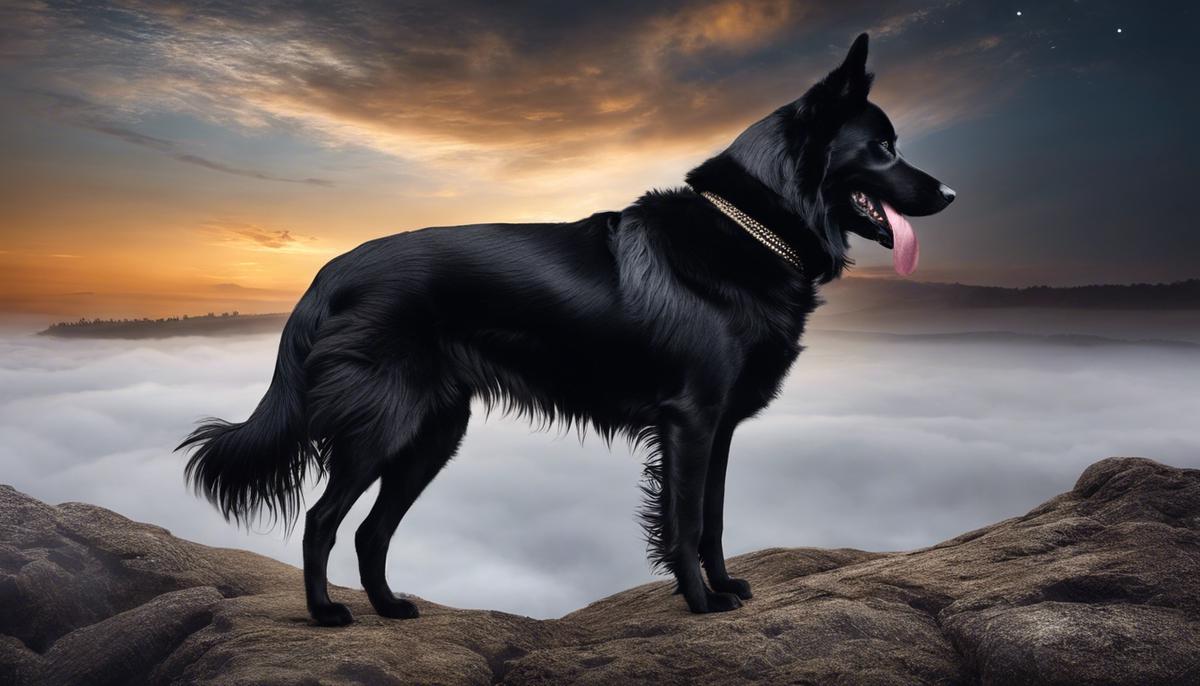 Image of a black dog in a dream, symbolizing the subconscious and cultural interpretations of dream symbolism