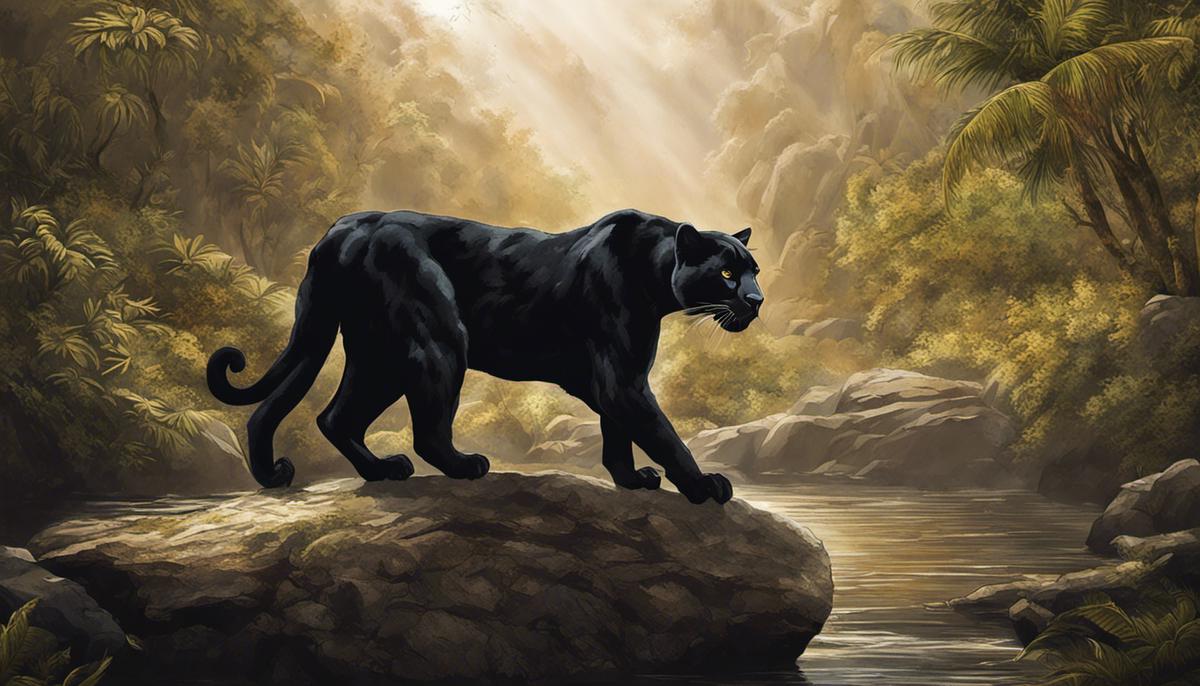 Image description: An illustration of a black panther symbolizing mystery, power, protection, and justice in diverse human societies.