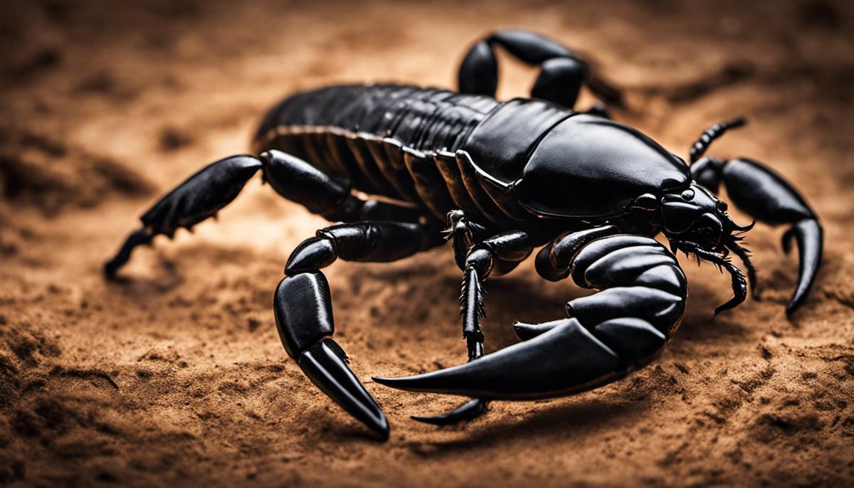 Image of a black scorpion symbol, representing the captivating interplay of psychology, culture, and spirituality in dream interpretation.