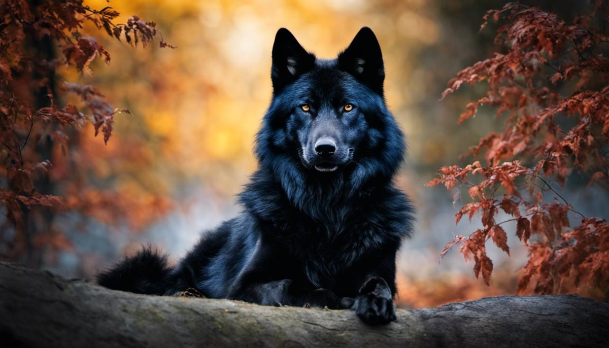 Image depicting a black wolf in a dream, symbolizing the intersectionality of wolf and color symbolism in biblical dream interpretation.