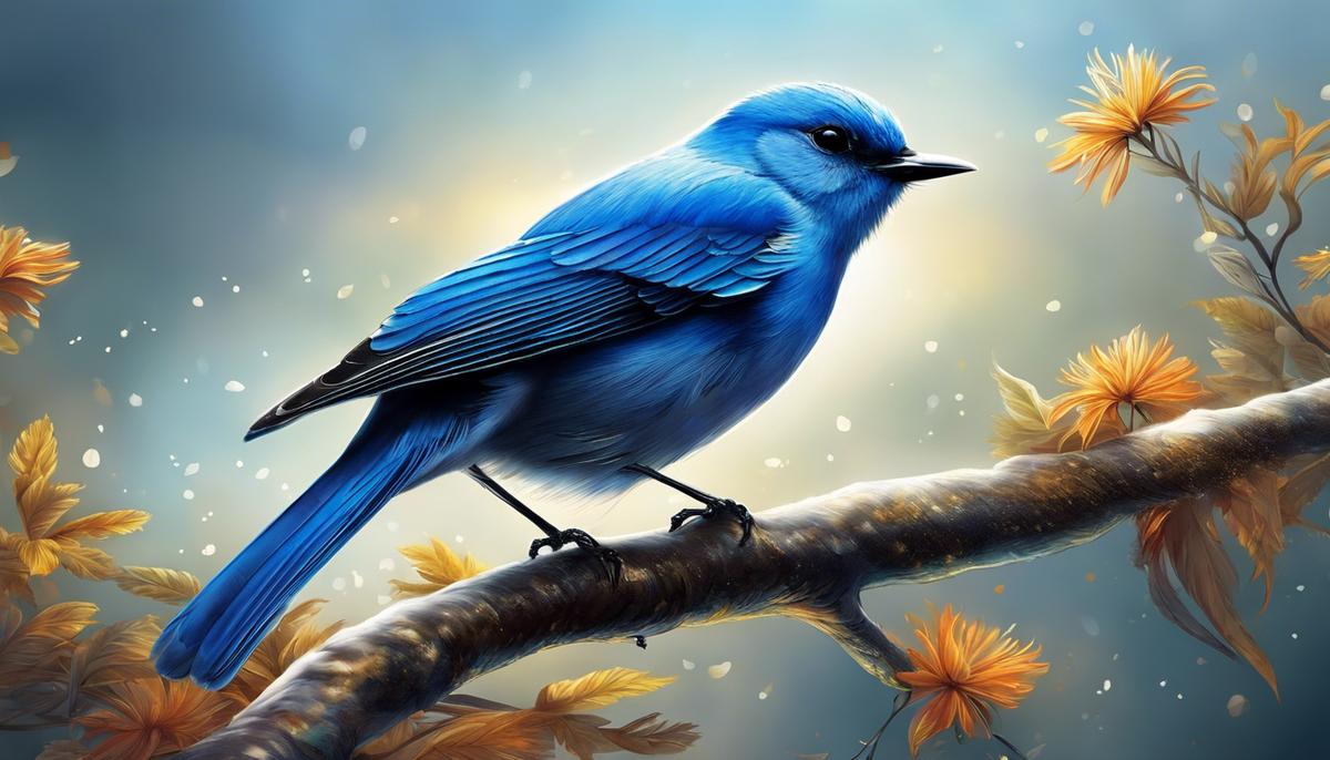 Illustration of a blue bird symbolizing freedom and serenity in dream analysis.