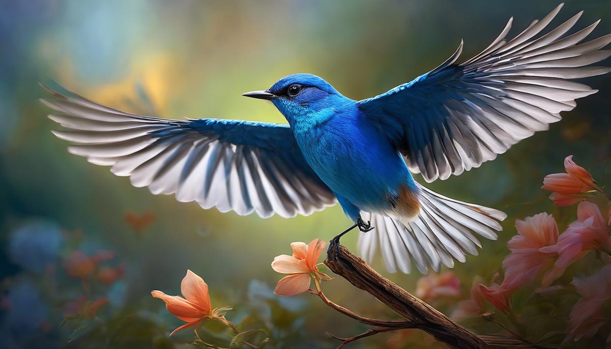 Image of a blue bird soaring in a dreamland, representing the enigmatic nature of dreams.