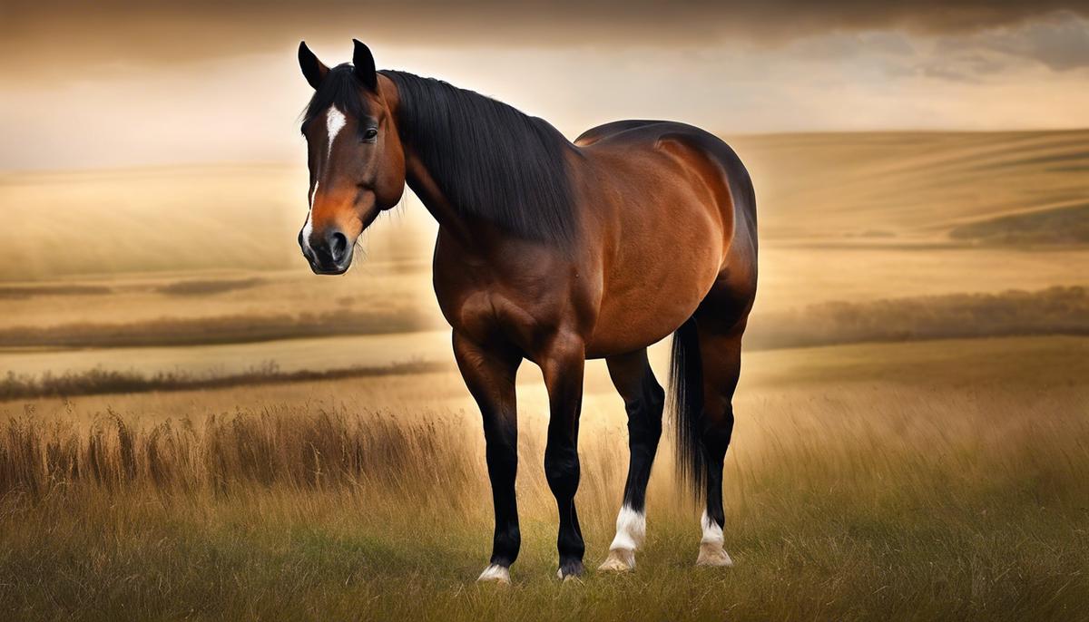 A majestic brown horse standing in a field, representing the symbolism and significance of the brown horse in Christian dream interpretation.