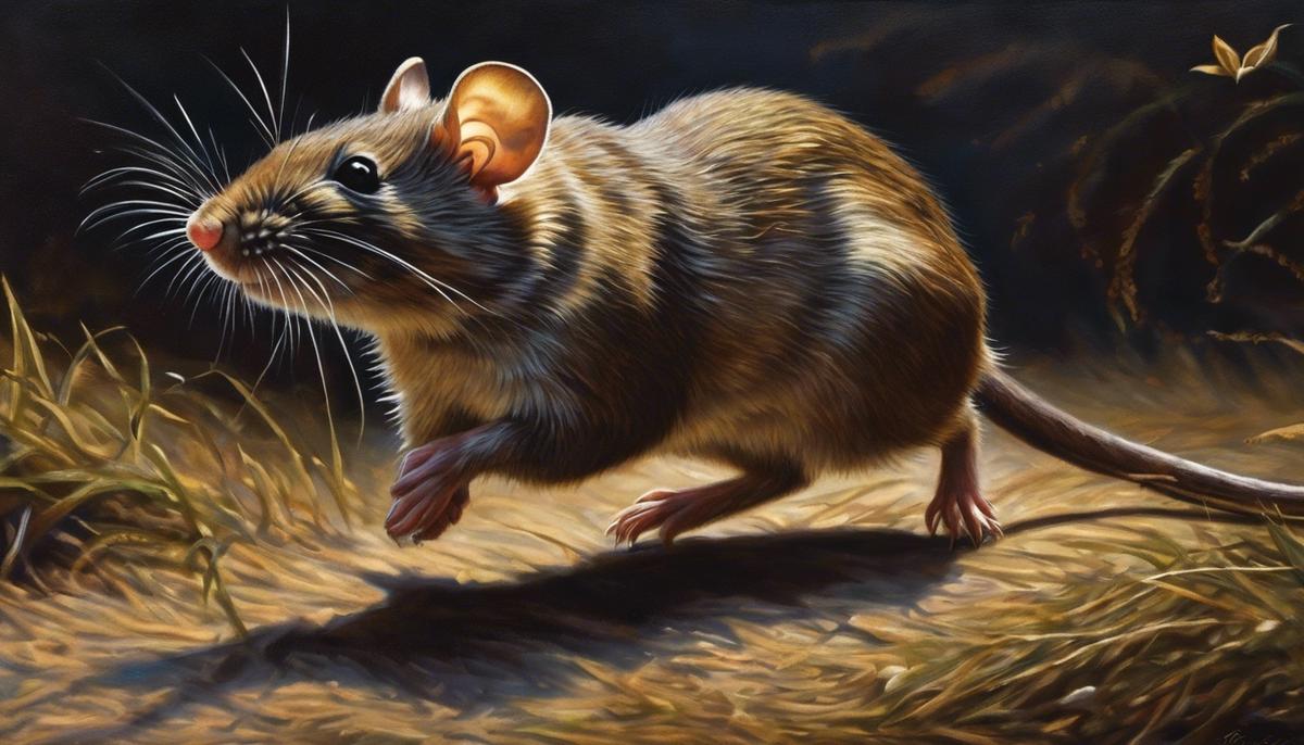 An image of a brown rat scurrying forward, symbolizing the nocturnal messages it carries in dreams.