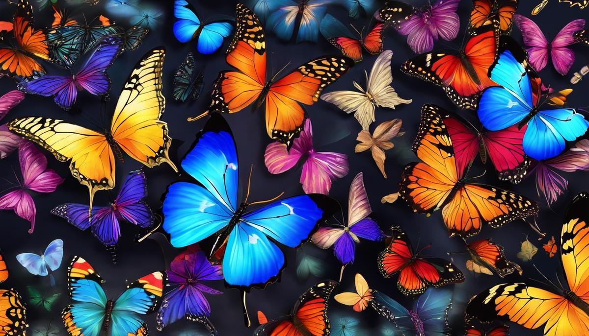 Butterflies in our dreamscape - a captivating image of colorful butterflies flying together