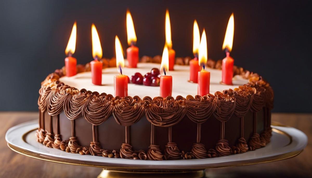 An image of a cake with candles on top, representing celebration and joy.