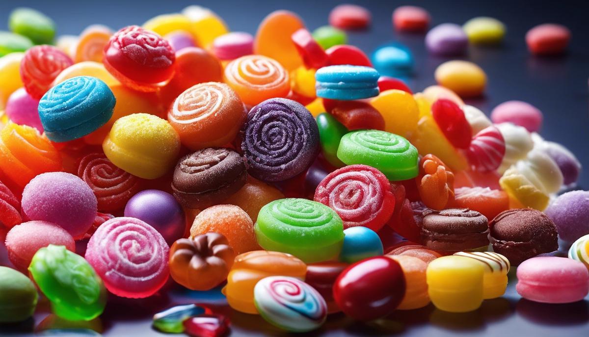 Colorful candies in a dream, symbolizing the various interpretations and complexity of dream analysis.