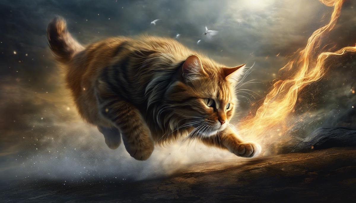 An image of a cat attacking in a dream, symbolizing inner conflicts and suppressed emotions.