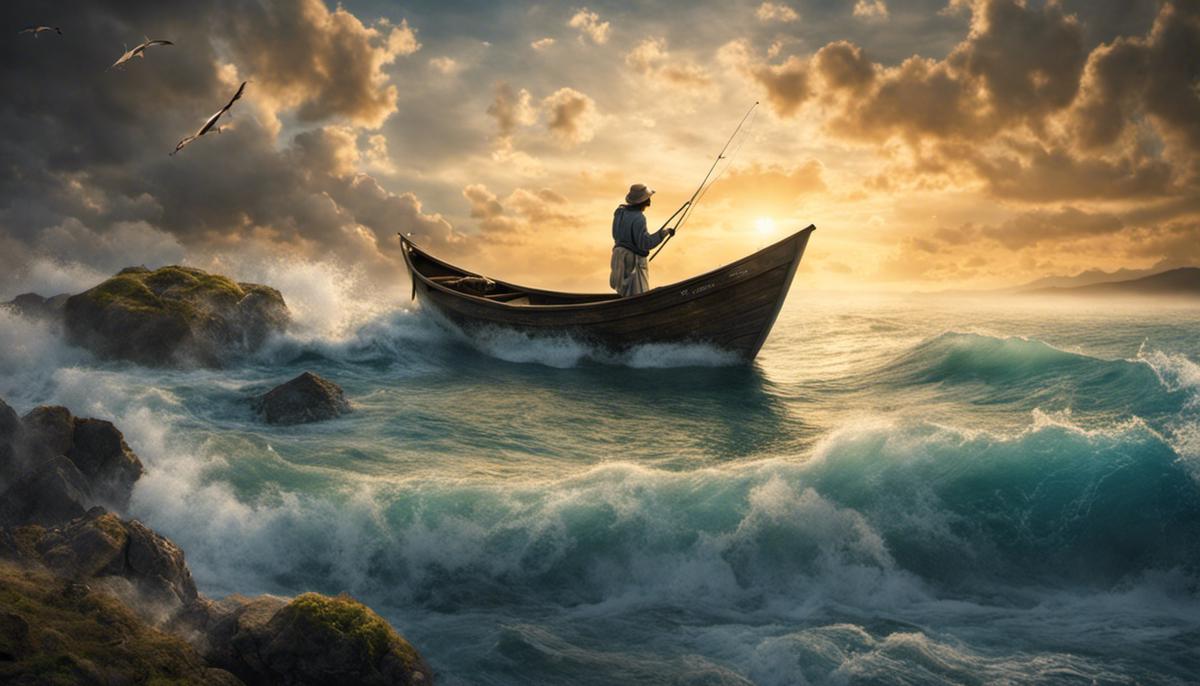 Image depicting a person catching fish in a dream, symbolizing the exploration of biblical dream symbolism and its impact on personal spirituality.
