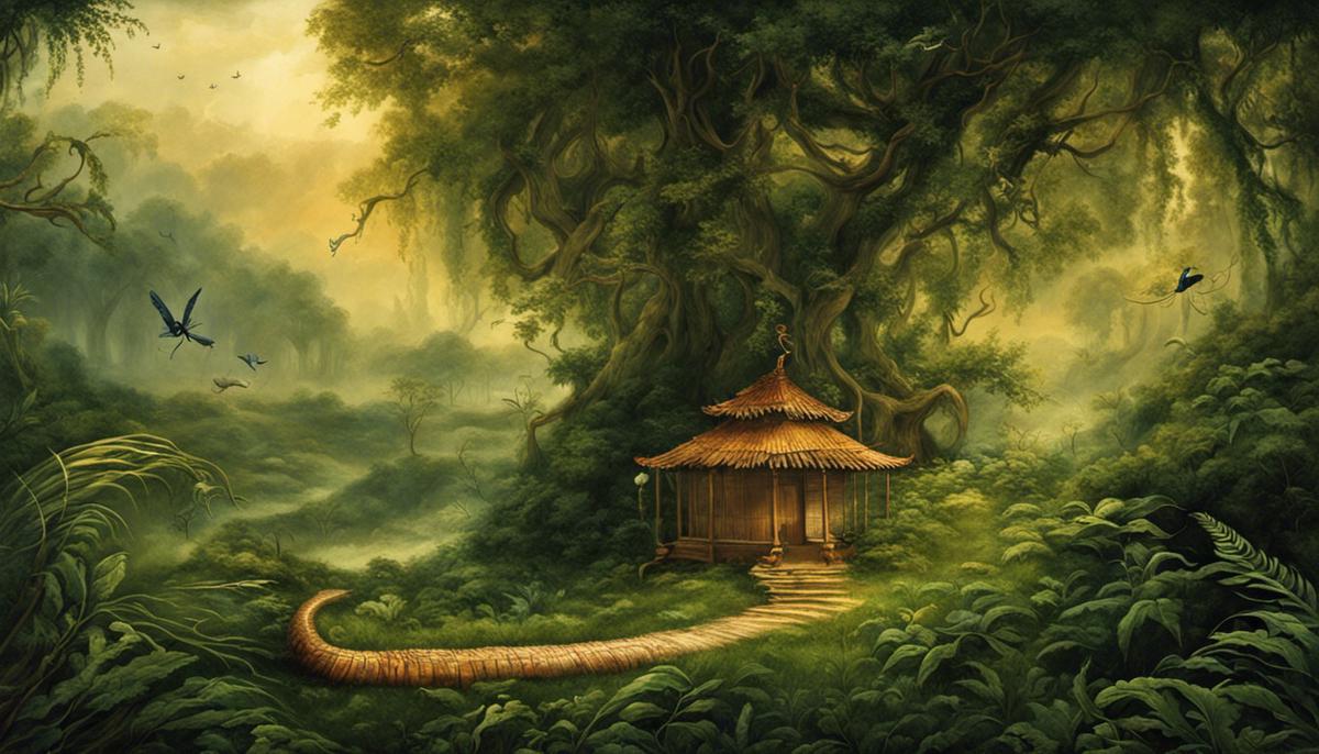 An image depicting the symbolism of centipedes in dreams, showcasing various interpretations in a dreamlike setting.