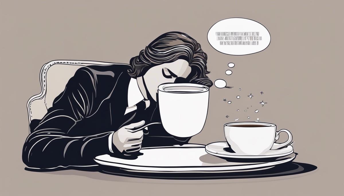 Image of a person sleeping with a thought bubble showing a cup of coffee, representing the content of the text.