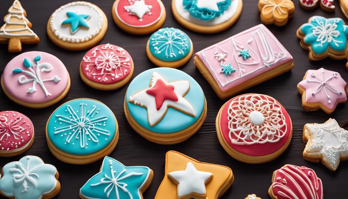 An image of various cookies with different symbols and decorations
