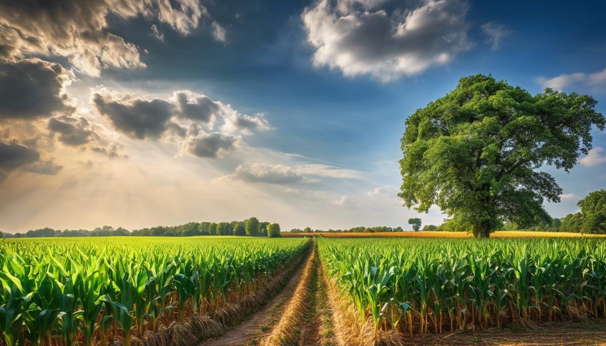 Image of a lush cornfield under a blue sky