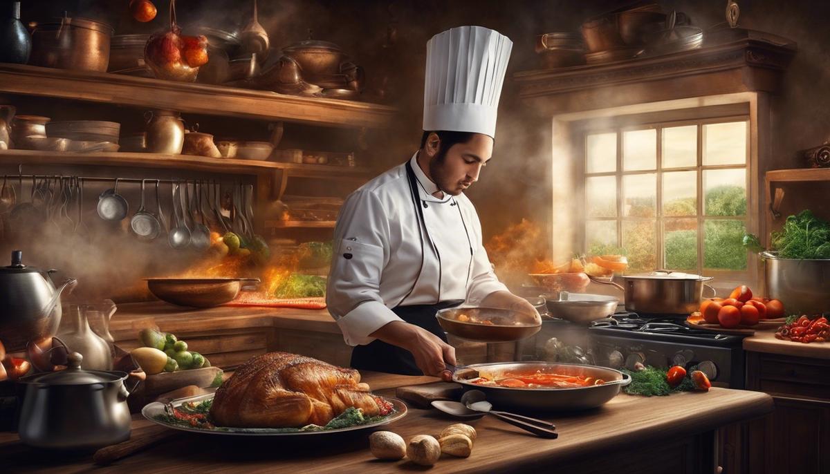 An image of someone dreaming about cooking, representing the concept of interpreting culinary dreams.
