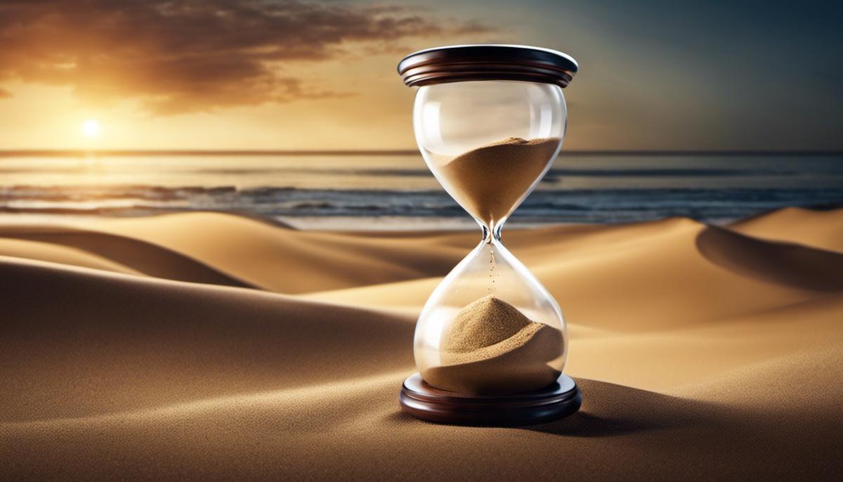 An image depicting the concept of death symbolized by an hourglass with sand running out, representing the transient nature of life