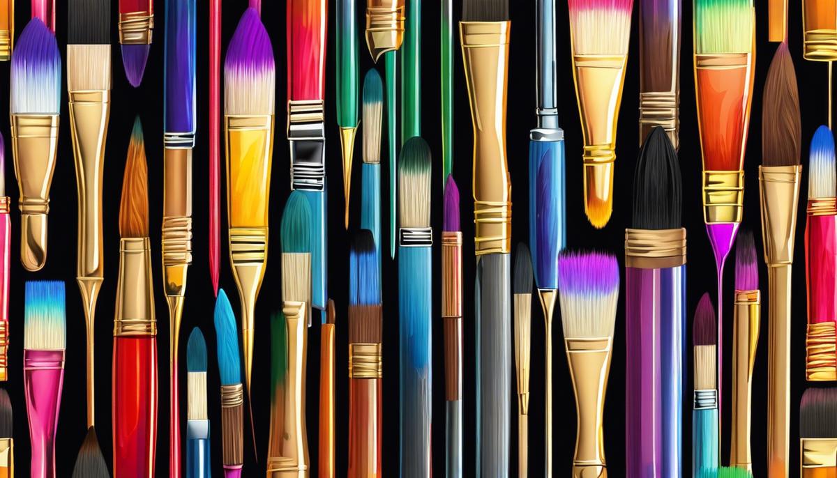 Illustration depicting colorful paintbrushes with a divine light shining on them.