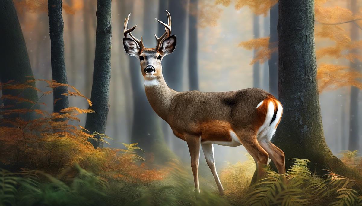 A serene doe standing gracefully in a dreamy forest