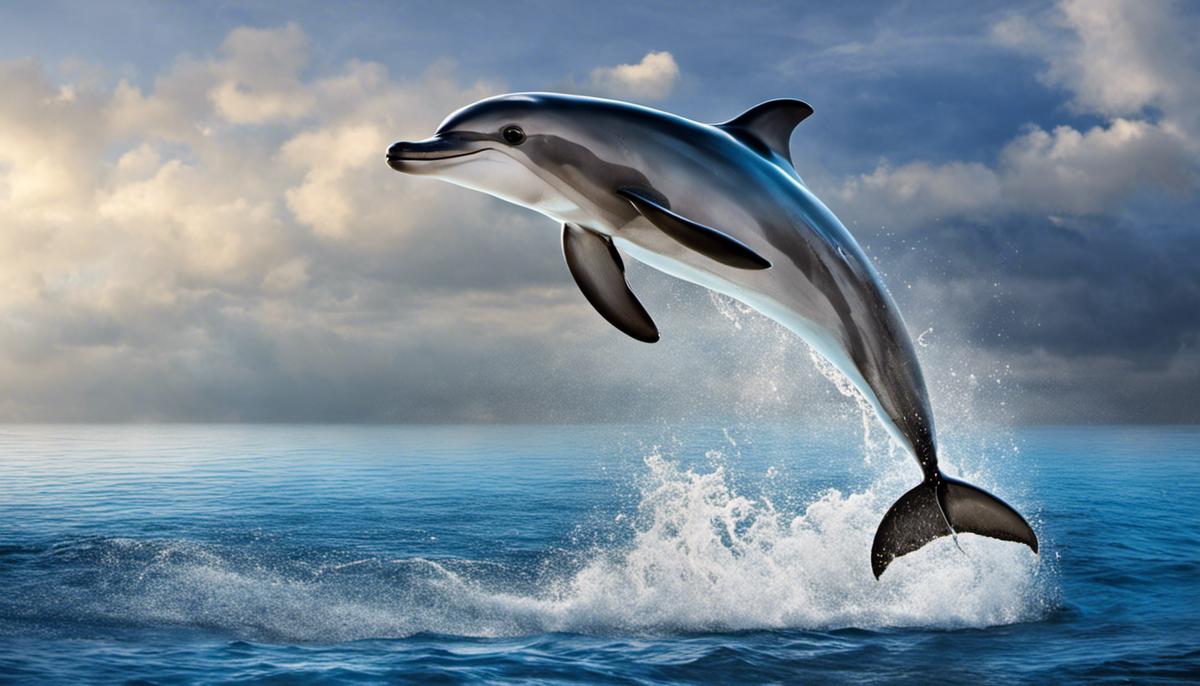 An image showing a dolphin leaping out of the water and symbolizing the transformative nature of dreams and personal growth.