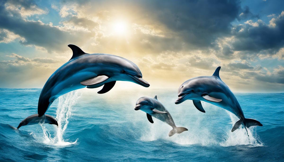 An image of dolphins swimming in blue waters, representing their symbolism in biblical narratives and dreams.