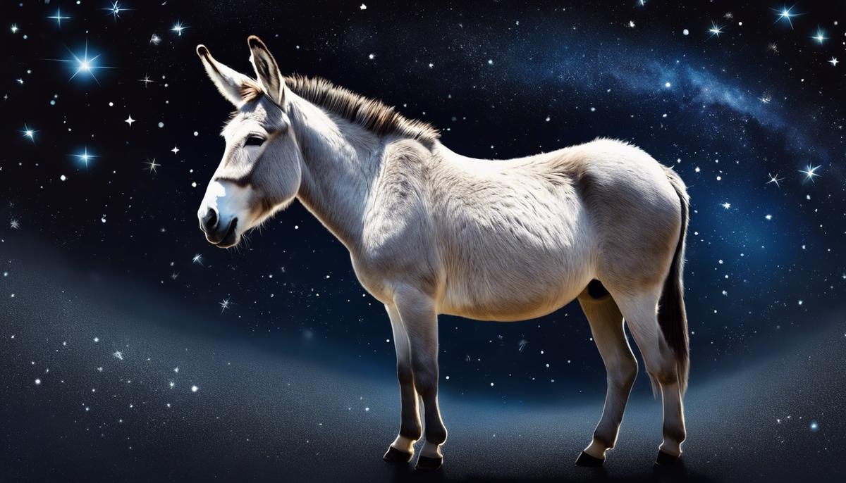 Illustration of a donkey with a background of stars, symbolizing the celestial influence on dreams and their deeper meanings