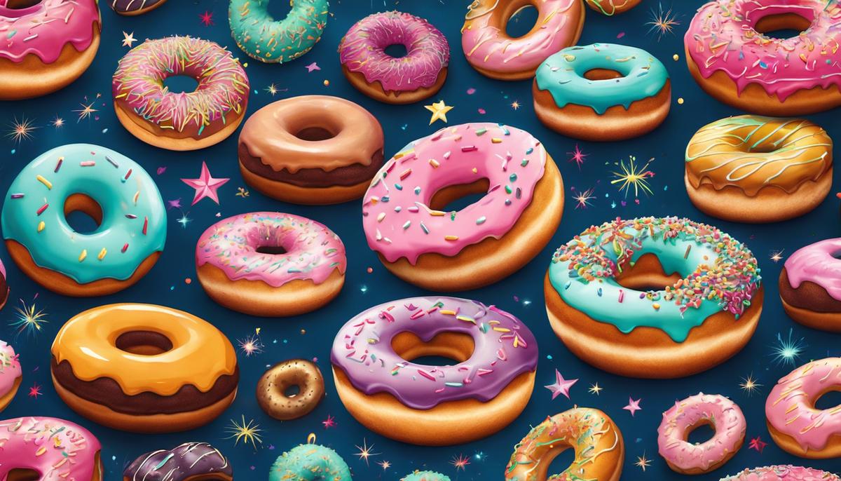 Illustration of donuts surrounded by interconnected neurons dancing in dreamland