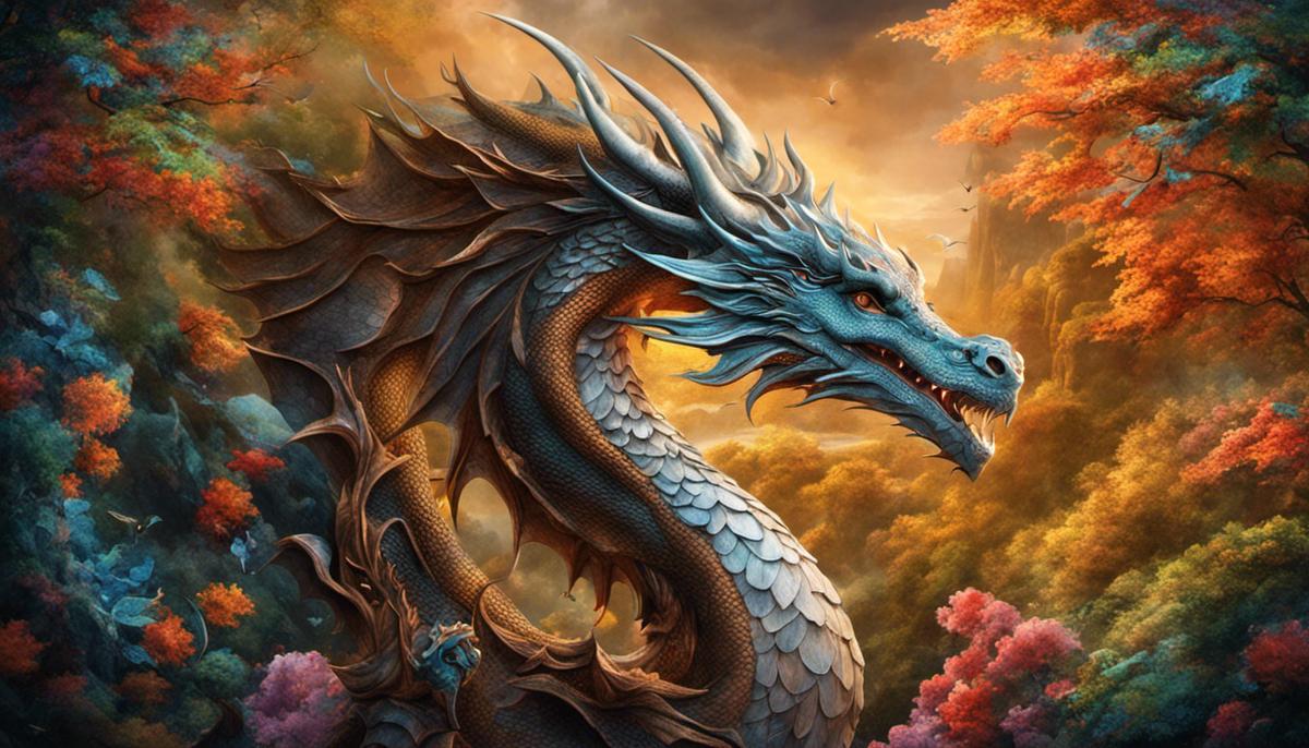 An image depicting dragon imagery within dreams, showcasing the complex and mysterious nature of dreams.