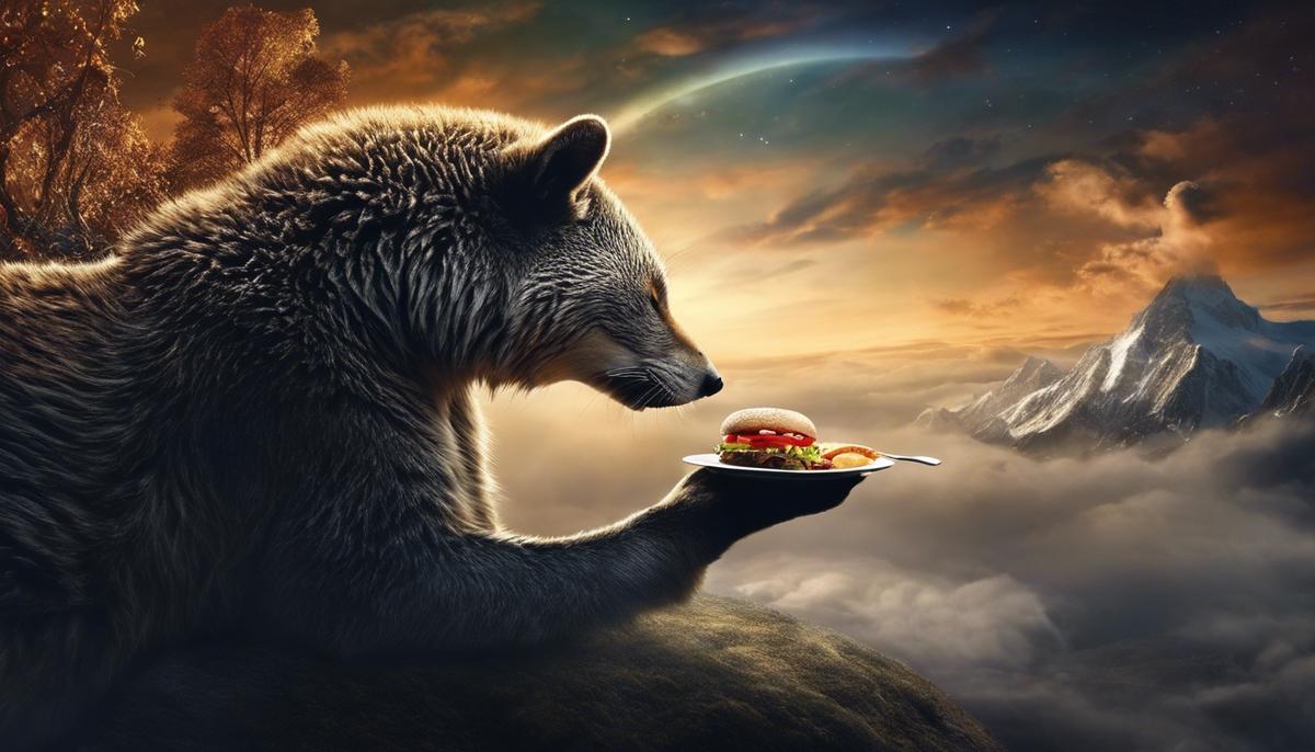 An image of someone eating in a dream, representing the topic discussed in the text.