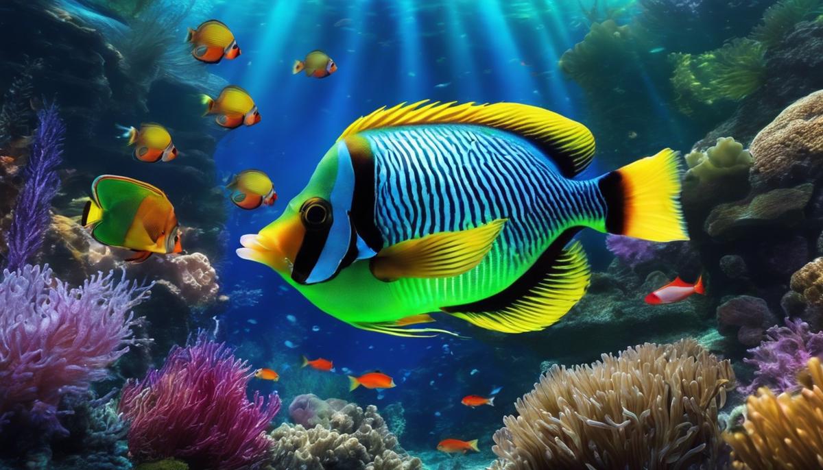 Colorful fish swimming in a dream-like underwater setting