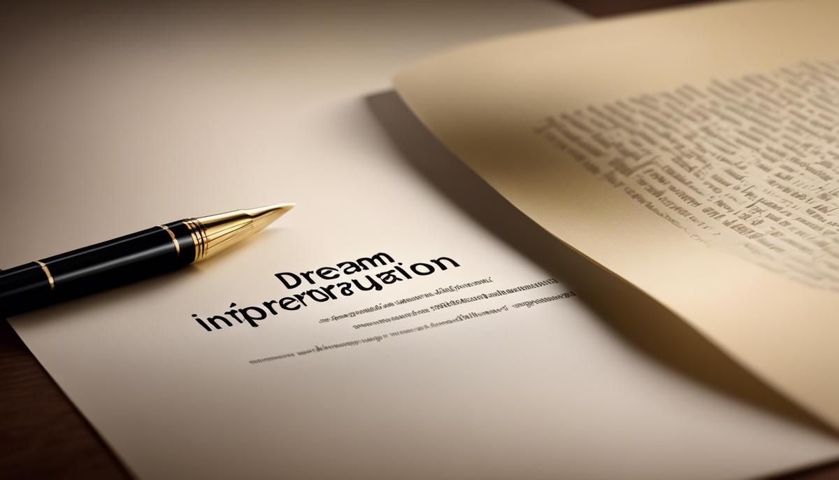 Image of a piece of paper with the words 'Dream Interpretation' written on it, representing the topic of the text