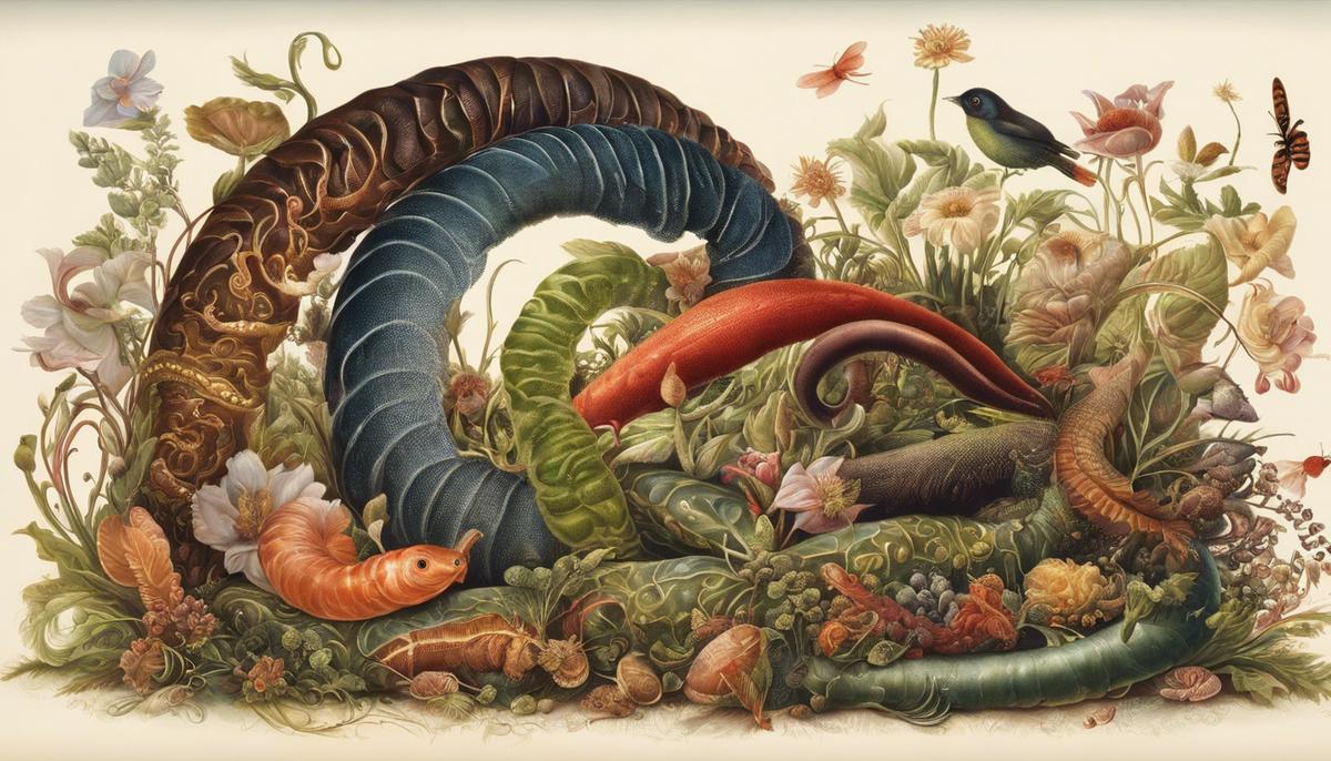 An image depicting different forms of worms symbolizing different dream interpretations.