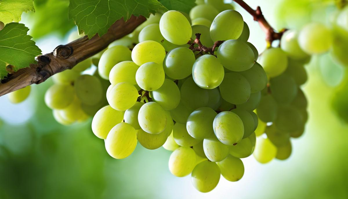 A close-up image of green grapes, symbolizing dreams and their intricate meanings, reflecting both prosperity and hidden desires within the human mind.