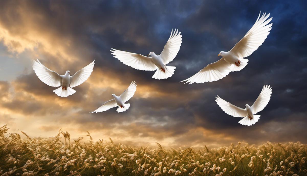 Image of doves flying in a dream, symbolizing peace and spirituality