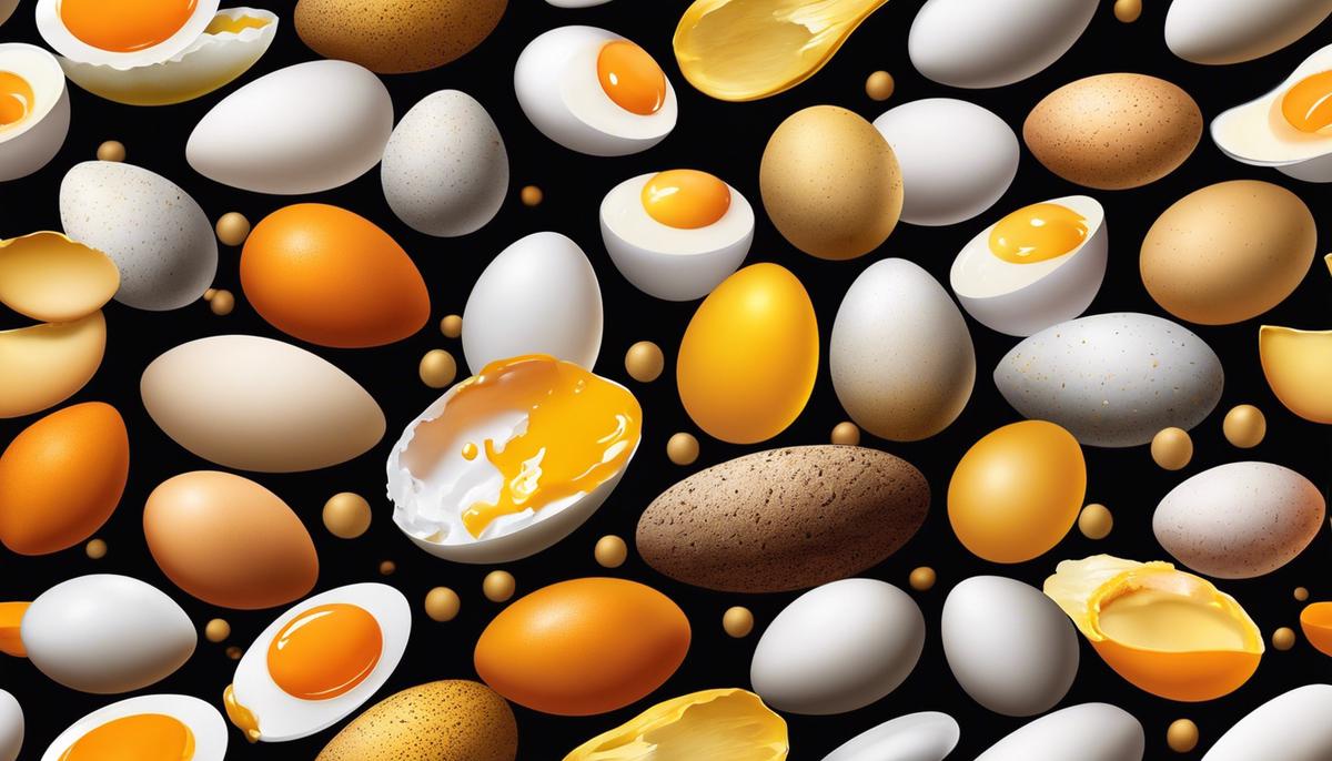 Illustration of various dreamt egg yolks representing different dream scenarios and symbolism