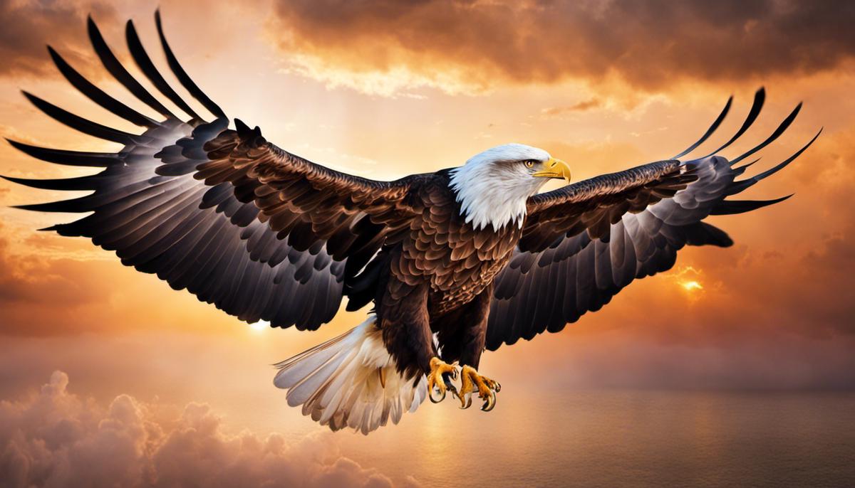 Image of an eagle flying in a dream, representing spiritual insights and divine communication
