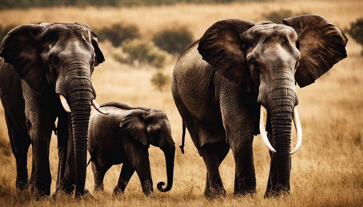 An image showing the powerful presence and spiritual significance of elephants in different cultures.