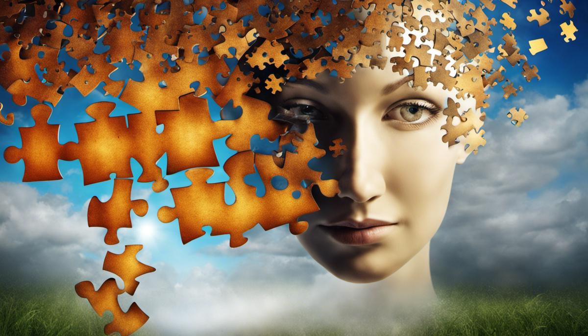 An image of a person with puzzle pieces as a head, symbolizing the enigmatic nature of dream interpretation