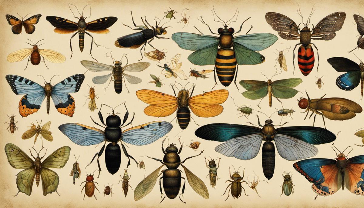 A depiction of insects in biblical times, showcasing their ecological and symbolic significance.