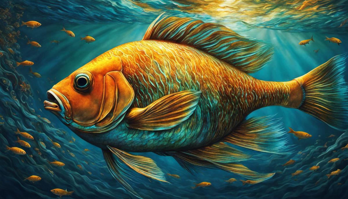 An image of a fish swimming in a dream, symbolizing the depths of the human psyche and the journey of self-discovery.