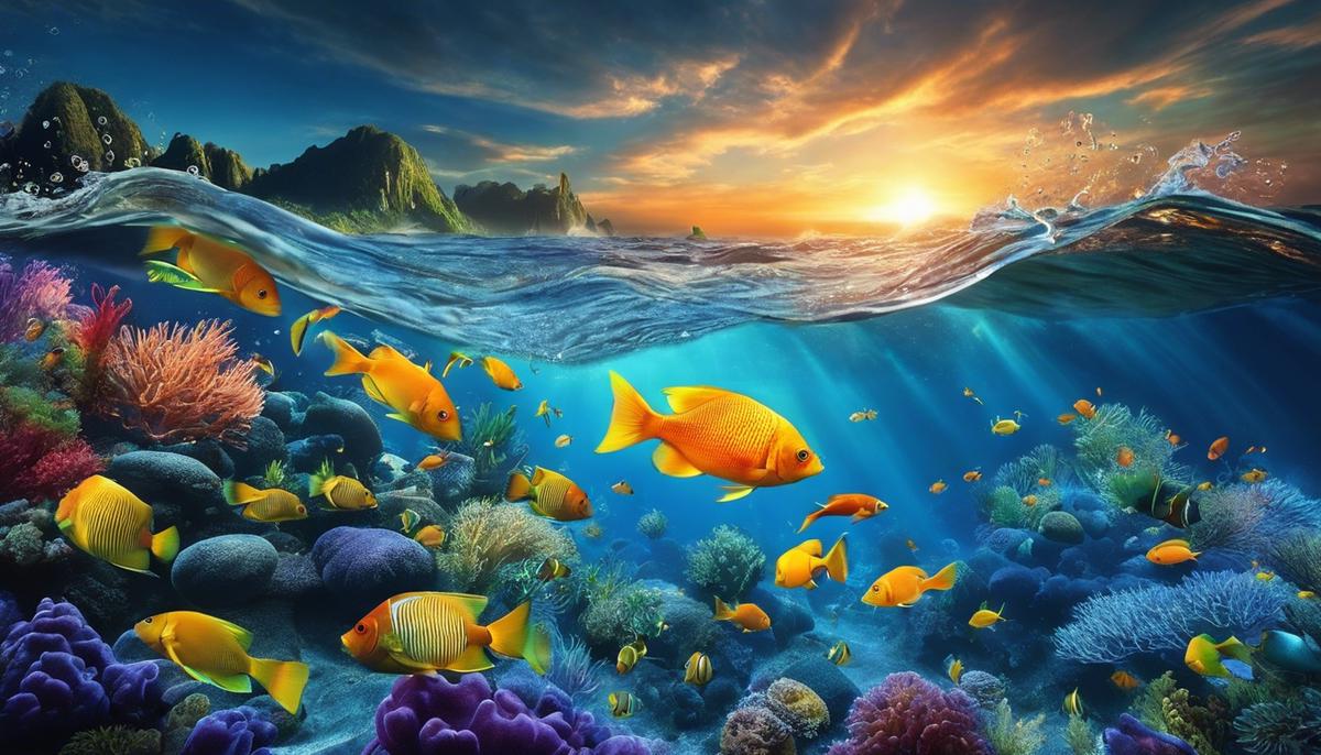 An image of fish swimming in a dream-like ocean