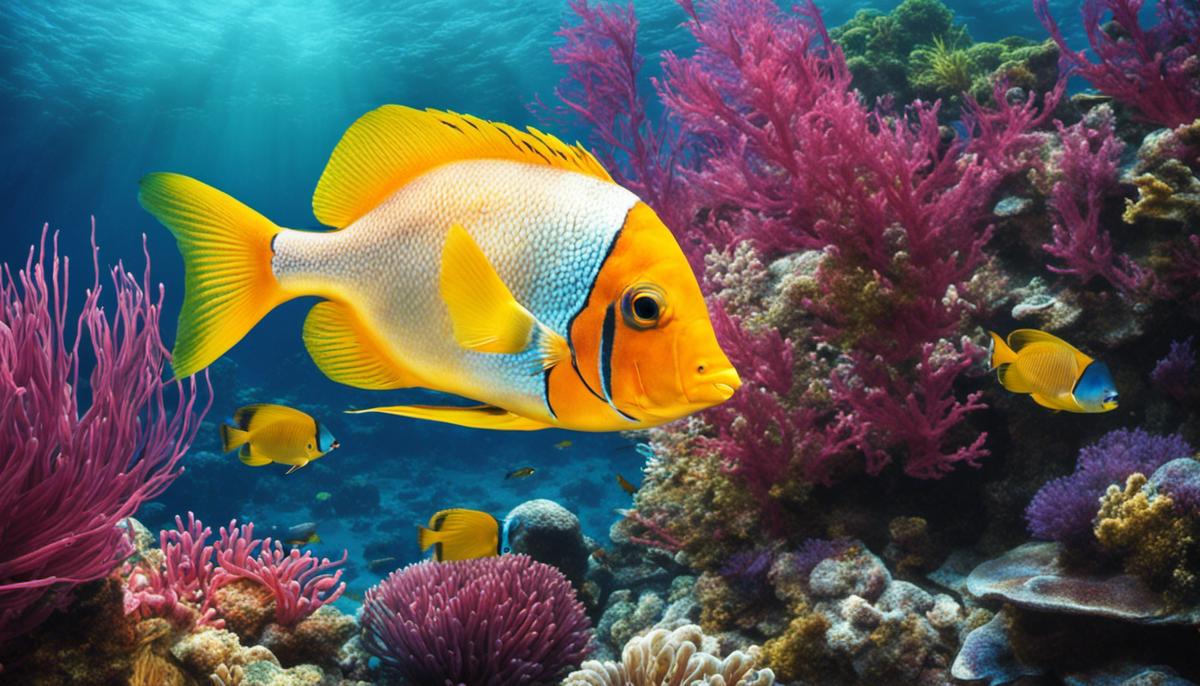 Image description: A serene underwater scene with fish swimming in vibrant colors.